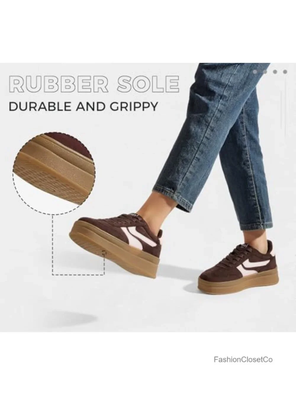 Women Platform Sneakers Suede Memory Foam Slip-Resistant Casual Walking Shoes